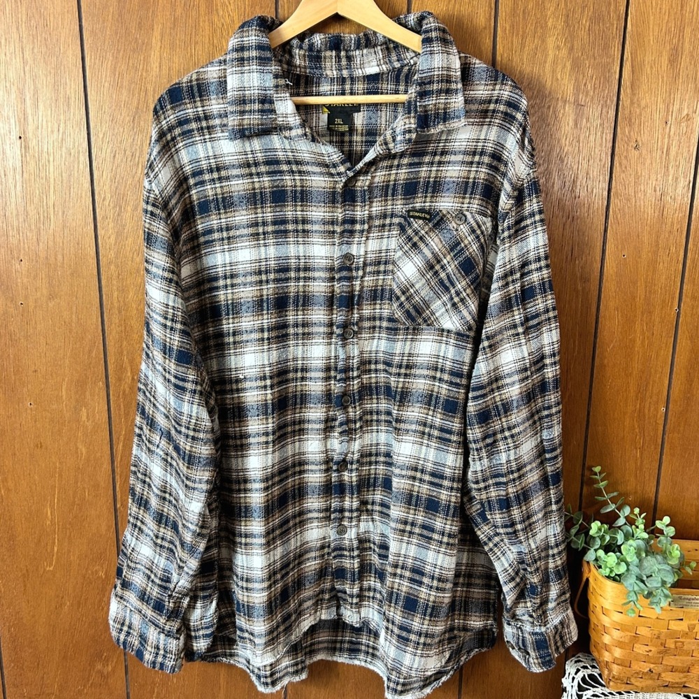 Vintage Stanley Men's Flannel Shirt Plaid Long Sleeve Button Up Size‎ 2XL Utlity